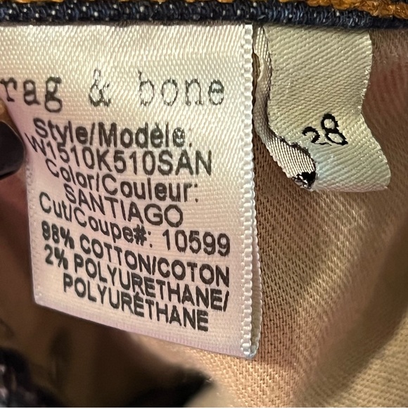 rag & bone " Crop Jean" Blue Mid Rise Straight Denim Jeans US 28 - Picture 7 of 7